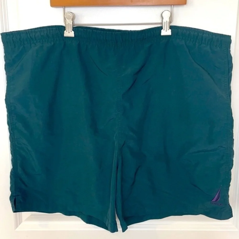 NAUTICA | Men’s Dark Green Swim Trunks with Mesh Lining Size Large
